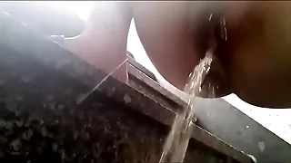 Cute korean unfocused pee thing her hairy pussy